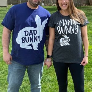 Mom and Dad bunny shirts. Size XL and M